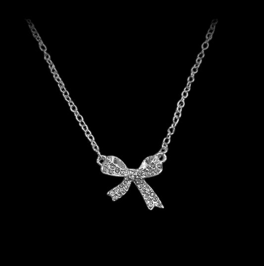 CRYSTAL BOW TIE NECKLACE